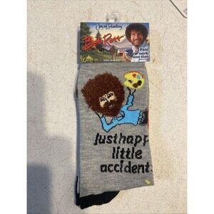 Bob Ross Mens Size 8-12 Bob Ross Joy Of Painting Graphic Novelty Crew Socks D098